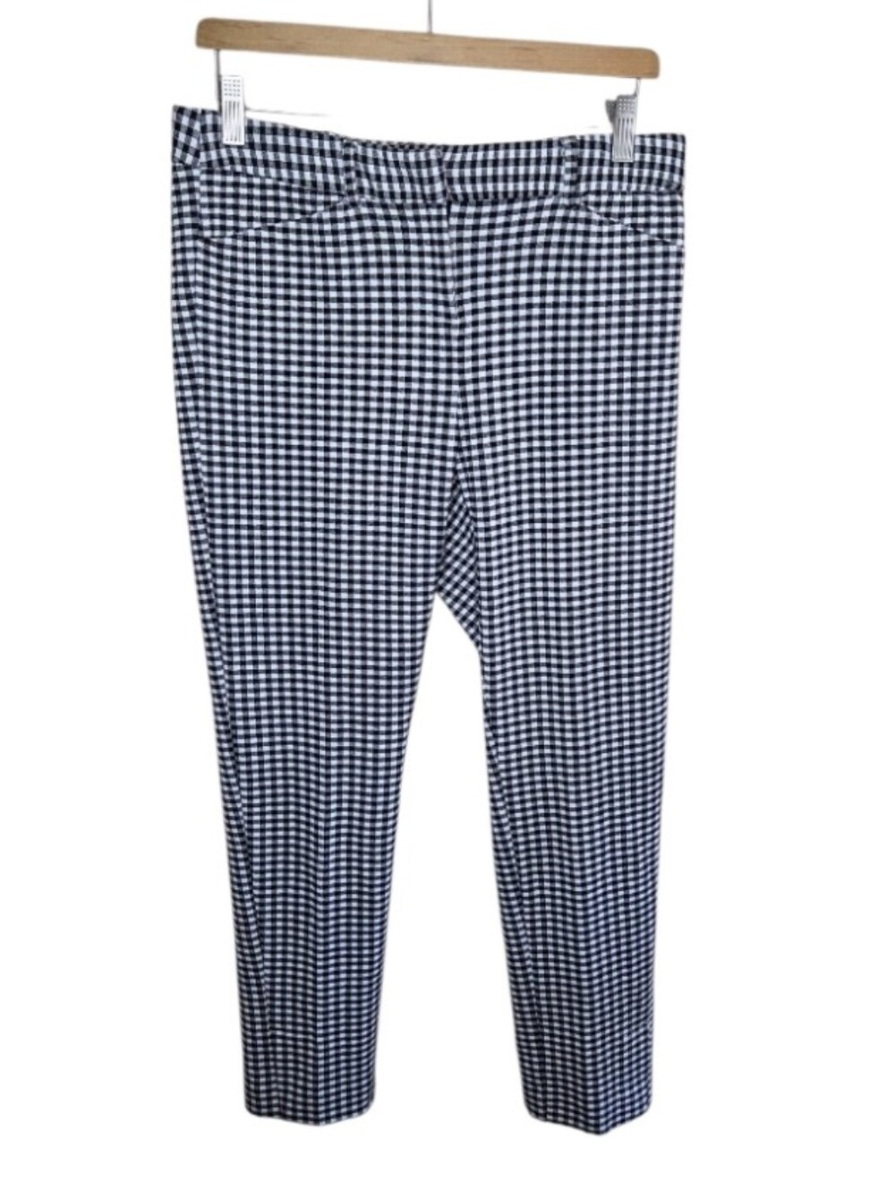 Amanda & Chelsea Black White Gingham Check Skinny Cropped Pants Size 8 Cottage